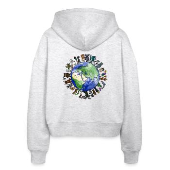 Living Planet - Biodiversity - Stanley/Stella Boxy Women’s Organic Zip Hoodie Ida - heather white - Back - AI Model Female 172 dark (172cm)