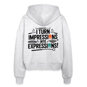 Dental Lab Technician Wax Carver  - Stanley/Stella Boxy Women’s Organic Zip Hoodie Ida - heather white - Back - AI Model Female 172 dark (172cm)