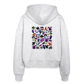 Halloween Wirrwarr - Stanley/Stella Boxy Frauen Bio Zip Hoodie Ida - Weiß meliert - Hinten - AI Model Female 172 dark (172cm)