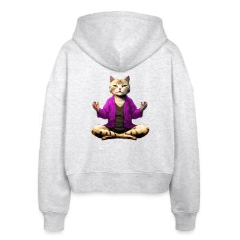 Katze Yogi - Stanley/Stella Boxy Frauen Bio Zip Hoodie Ida - Weiß meliert - Hinten - AI Model Female 172 dark (172cm)