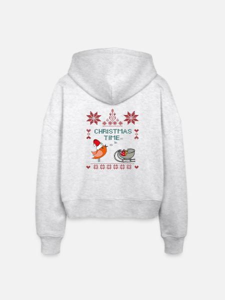 Christmas Time - Stanley/Stella Boxy Frauen Bio Zip Hoodie Ida - Weiß meliert