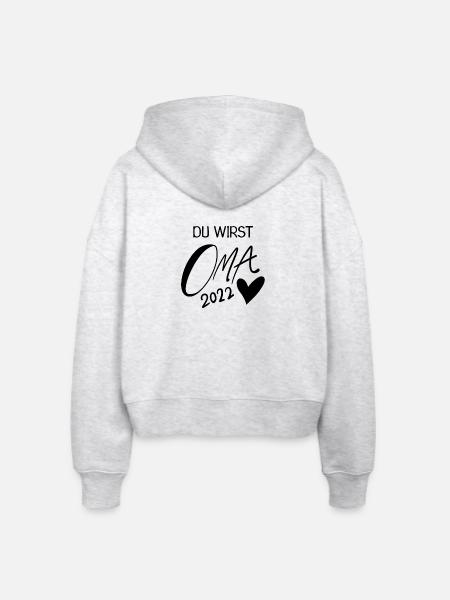 Oma 2022 - Werdende Oma 2022 - Stanley/Stella Boxy Frauen Bio Zip Hoodie Ida - Weiß meliert
