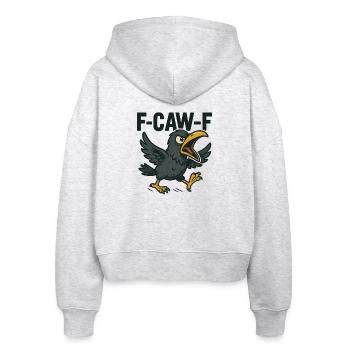 F-CAW-F Krähen Spruch - Stanley/Stella Boxy Frauen Bio Zip Hoodie Ida - Weiß meliert - Hinten - AI Model Female 172 dark (172cm)