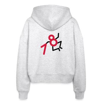 Finally: 18 years! - Stanley/Stella Boxy Women’s Organic Zip Hoodie Ida - heather white - Back - AI Model Female 172 dark (172cm)