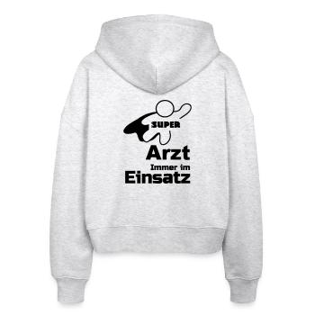 Super Arzt Geschenk - Stanley/Stella Boxy Frauen Bio Zip Hoodie Ida - Weiß meliert - Hinten - AI Model Female 172 dark (172cm)