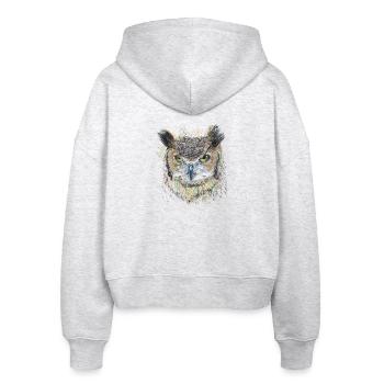 Owl - Stanley/Stella Boxy Women’s Organic Zip Hoodie Ida - heather white - Back - AI Model Female 172 dark (172cm)
