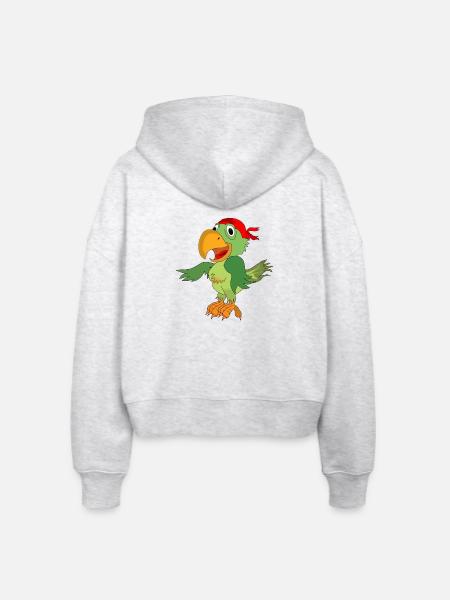 Papagei Pirat Seeräuber - Stanley/Stella Boxy Frauen Bio Zip Hoodie Ida - Weiß meliert