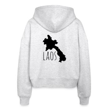 Laos - Stanley/Stella Boxy Frauen Bio Zip Hoodie Ida - Weiß meliert - Hinten - AI Model Female 172 dark (172cm)