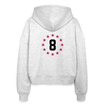 Achten Geburtstag - Stanley/Stella Boxy Frauen Bio Zip Hoodie Ida - Weiß meliert - Hinten - AI Model Female 172 dark (172cm)
