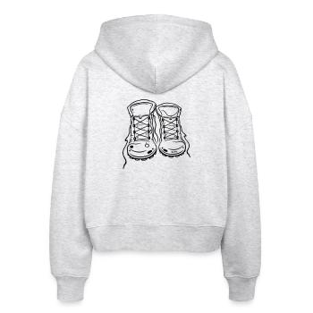 Wandern, Wanderschuhe, Hiking, walking shoes - Stanley/Stella Boxy Frauen Bio Zip Hoodie Ida - Weiß meliert - Hinten - AI Model Female 172 dark (172cm)