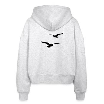 fliegende moewen vogel urlaub - Stanley/Stella Boxy Frauen Bio Zip Hoodie Ida - Weiß meliert - Hinten - AI Model Female 172 dark (172cm)