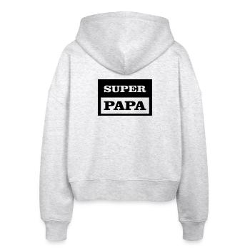 SUPER DAD - Stanley/Stella Boxy Women’s Organic Zip Hoodie Ida - heather white - Back - AI Model Female 172 dark (172cm)