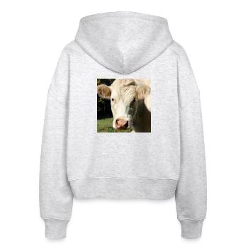 Affiche vache - Veste à capuche bio Ida Stanley/Stella Femme - blanc chiné - Dos - AI Model Female 172 dark (172cm)