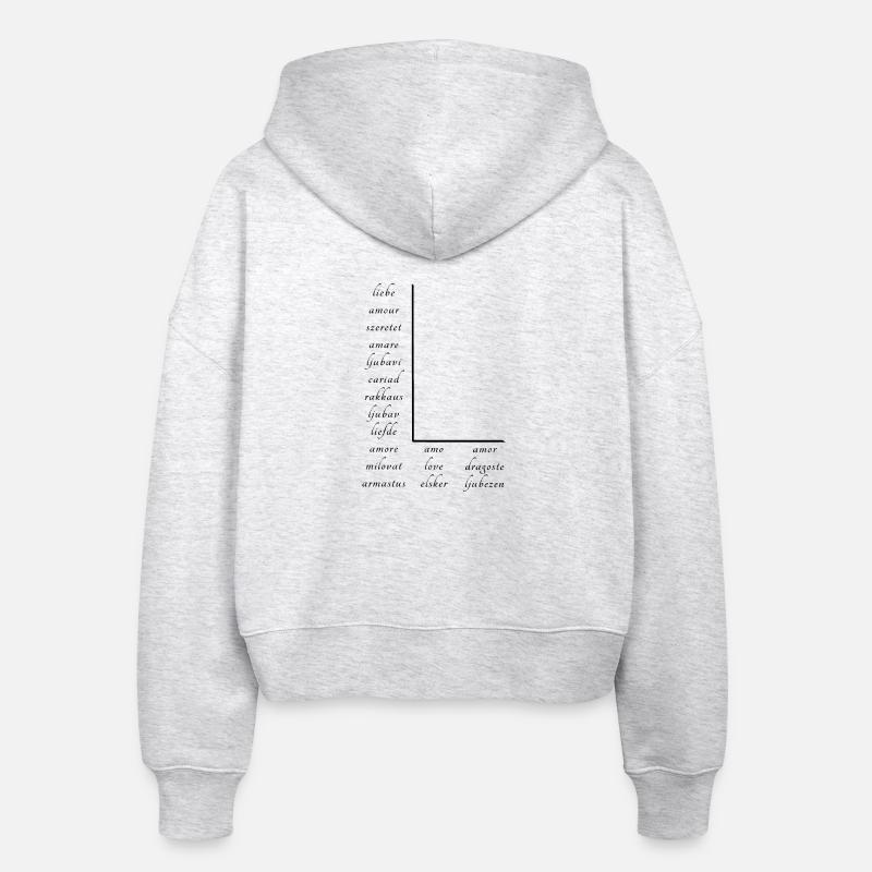 Love on many different languages - Stanley/Stella Boxy Women’s Organic Zip Hoodie Ida - heather white