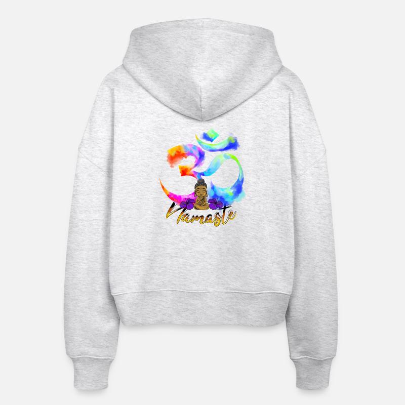 Namaste Arc Iris Bouddha - Veste à capuche bio Ida Stanley/Stella Femme - blanc chiné