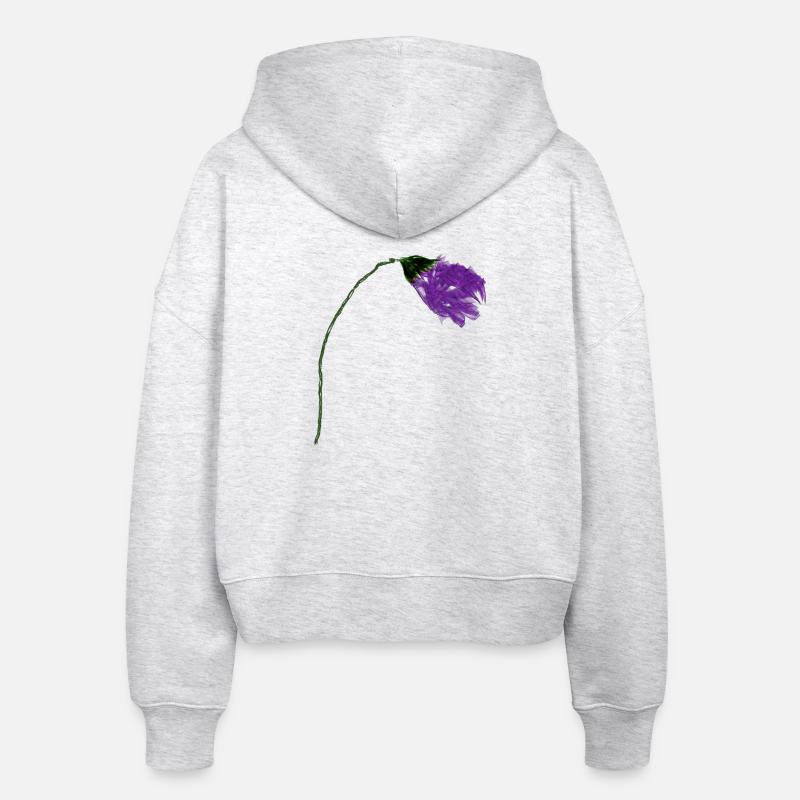 Fleur de violette à surface abstraite - Veste à capuche bio Ida Stanley/Stella Femme - blanc chiné
