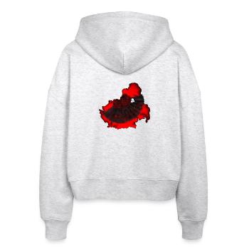 originelle Frauenmode, Fächer mit rosen - Stanley/Stella Boxy Frauen Bio Zip Hoodie Ida - Weiß meliert - Hinten - AI Model Female 172 dark (172cm)