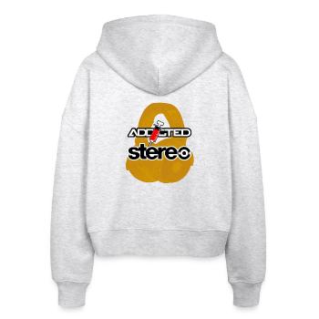 Addicted Stereo V2 - Stanley/Stella Boxy Frauen Bio Zip Hoodie Ida - Weiß meliert - Hinten - AI Model Female 172 dark (172cm)