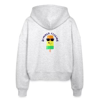 Eiscreme mit Sonnenbrille Summer Feeling Sommer - Stanley/Stella Boxy Frauen Bio Zip Hoodie Ida - Weiß meliert - Hinten - AI Model Female 172 dark (172cm)