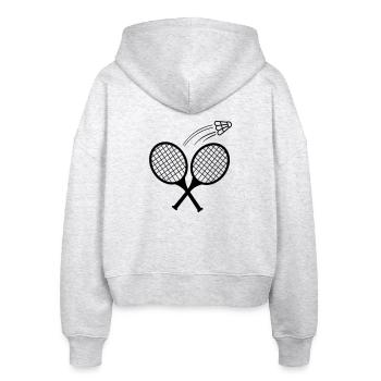 Badminton 3 - Stanley/Stella Boxy Frauen Bio Zip Hoodie Ida - Weiß meliert - Hinten - AI Model Female 172 dark (172cm)