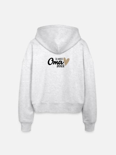 Oma 2022 - Werdende Oma 2022 - Stanley/Stella Boxy Frauen Bio Zip Hoodie Ida - Weiß meliert