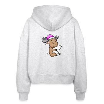 süßer Elch mit Kissen und Schlafmütze - Stanley/Stella Boxy Frauen Bio Zip Hoodie Ida - Weiß meliert - Hinten - AI Model Female 172 dark (172cm)