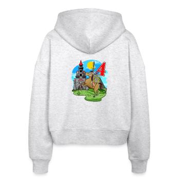 Ritter 4. Geburtstag 4 Jahre Junge Geschenk - Stanley/Stella Boxy Frauen Bio Zip Hoodie Ida - Weiß meliert - Hinten - AI Model Female 172 dark (172cm)
