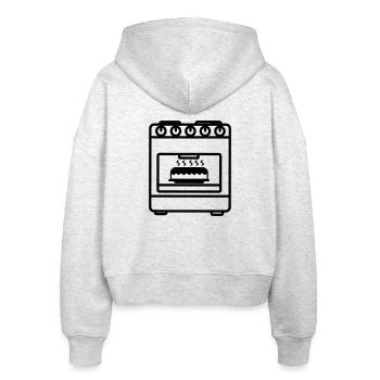 Gas stove oven with cake - Stanley/Stella Boxy Women’s Organic Zip Hoodie Ida - heather white - Back - AI Model Female 172 dark (172cm)