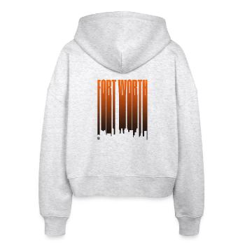 Fort Worth Skyline Neon Gradients - Stanley/Stella Boxy Women’s Organic Zip Hoodie Ida - heather white - Back - AI Model Female 172 dark (172cm)