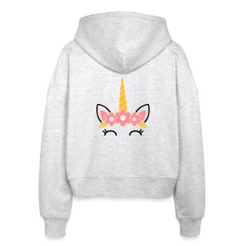 Queen of Flowers: The Majestic Unicorn - Stanley/Stella Boxy Women’s Organic Zip Hoodie Ida - heather white - Back - AI Model Female 172 dark (172cm)