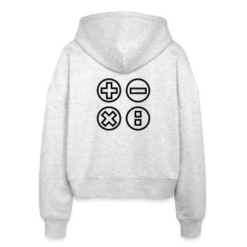 Logo mit vier Emblemen berechnen Schattenbild - Stanley/Stella Boxy Frauen Bio Zip Hoodie Ida - Weiß meliert - Hinten - AI Model Female 172 dark (172cm)