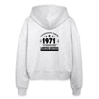 Baujahr 1971 - Jahrgang 1971 - Stanley/Stella Boxy Frauen Bio Zip Hoodie Ida - Weiß meliert - Hinten - AI Model Female 172 dark (172cm)