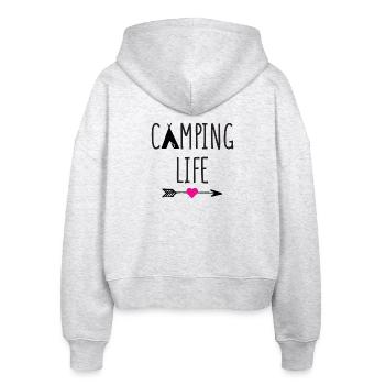 Campingleben - Stanley/Stella Boxy Frauen Bio Zip Hoodie Ida - Weiß meliert - Hinten - AI Model Female 172 dark (172cm)