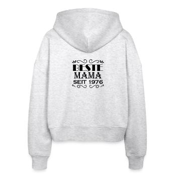Beste Mama seit 1976 - Stanley/Stella Boxy Frauen Bio Zip Hoodie Ida - Weiß meliert - Hinten - AI Model Female 172 dark (172cm)