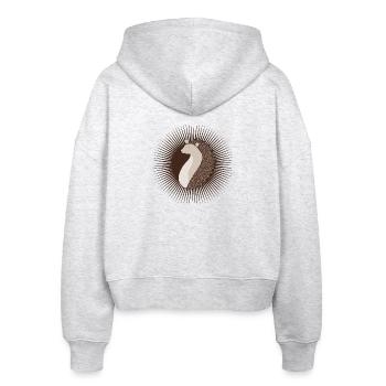 zauberhafter strahlend süßer Igel - Stanley/Stella Boxy Frauen Bio Zip Hoodie Ida - Weiß meliert - Hinten - AI Model Female 172 dark (172cm)