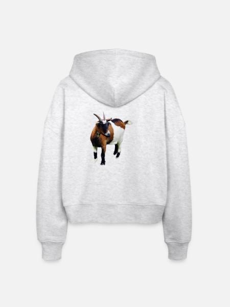 Ziege - Stanley/Stella Boxy Frauen Bio Zip Hoodie Ida - Weiß meliert