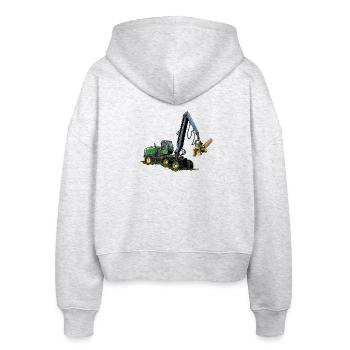 Harvester, Holzerntemaschine - Stanley/Stella Boxy Frauen Bio Zip Hoodie Ida - Weiß meliert - Hinten - AI Model Female 172 dark (172cm)