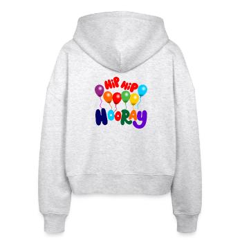 Party Hip, hip hurra - Stanley/Stella Boxy Frauen Bio Zip Hoodie Ida - Weiß meliert - Hinten - AI Model Female 172 dark (172cm)