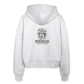 Wikinger Design - Stanley/Stella Boxy Frauen Bio Zip Hoodie Ida - Weiß meliert - Hinten - AI Model Female 172 dark (172cm)