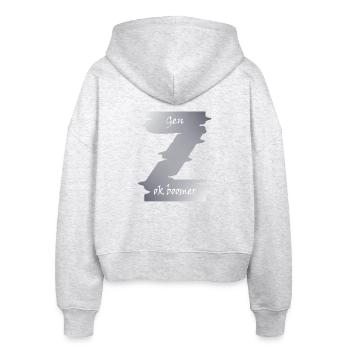 Generation Z Motiv Boomer digitales Zeitalter - Stanley/Stella Boxy Frauen Bio Zip Hoodie Ida - Weiß meliert - Hinten - AI Model Female 172 dark (172cm)