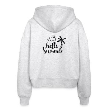 Hallo Sommerpalme - Stanley/Stella Boxy Frauen Bio Zip Hoodie Ida - Weiß meliert - Hinten - AI Model Female 172 dark (172cm)