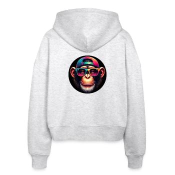 Lustiger Affe mit Cap und Brille - Stanley/Stella Boxy Frauen Bio Zip Hoodie Ida - Weiß meliert - Hinten - AI Model Female 172 dark (172cm)