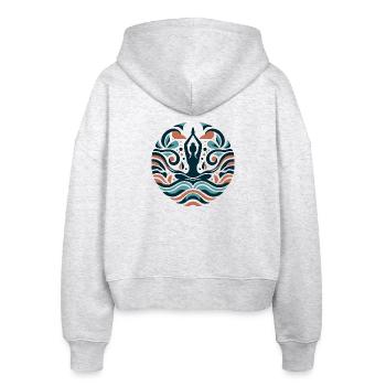 Yoga - Stanley/Stella Boxy Frauen Bio Zip Hoodie Ida - Weiß meliert - Hinten - AI Model Female 172 dark (172cm)