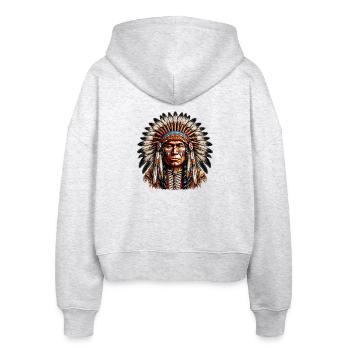 Amerikanisch Indianer Amerikanische Rote Haut - Stanley/Stella Boxy Frauen Bio Zip Hoodie Ida - Weiß meliert - Hinten - AI Model Female 172 dark (172cm)