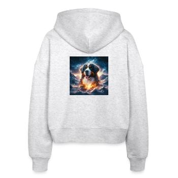 Berner Sennenhund - Stanley/Stella Boxy Frauen Bio Zip Hoodie Ida - Weiß meliert - Hinten - AI Model Female 172 dark (172cm)