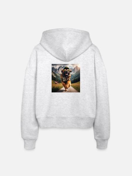 Leonberger Kunst - Stanley/Stella Boxy Frauen Bio Zip Hoodie Ida - Weiß meliert