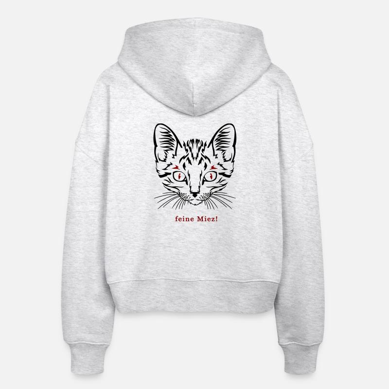 Chat, minou fin - Veste à capuche bio Ida Stanley/Stella Femme - blanc chiné
