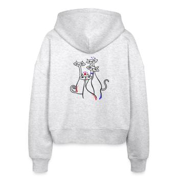 Cats in Pose - Stanley/Stella Boxy Women’s Organic Zip Hoodie Ida - heather white - Back - AI Model Female 172 dark (172cm)