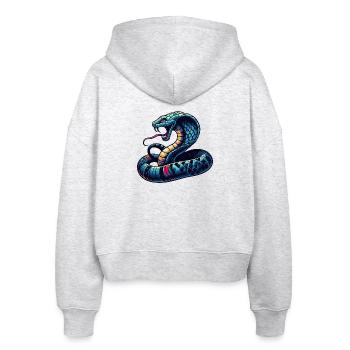dynamic and colorful Cobra snake motif - Stanley/Stella Boxy Women’s Organic Zip Hoodie Ida - heather white - Back - AI Model Female 172 dark (172cm)