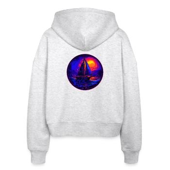 Neonsegler am Abendrot - Stanley/Stella Boxy Frauen Bio Zip Hoodie Ida - Weiß meliert - Hinten - AI Model Female 172 dark (172cm)